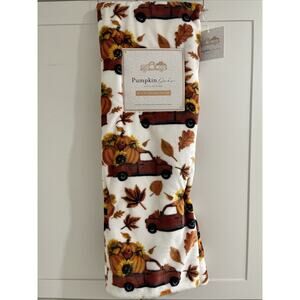 RED VINTAGE TRUCK Pumpkin Oaks Fall Autumn Leaf SUNFLOWERS Plush 50x70” Blanket